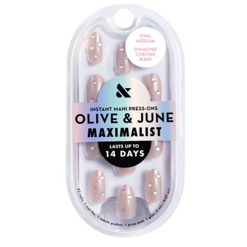 Olive & June Press-on Nails Maximalist-Diamond Chrome Mani-Medium-Oval